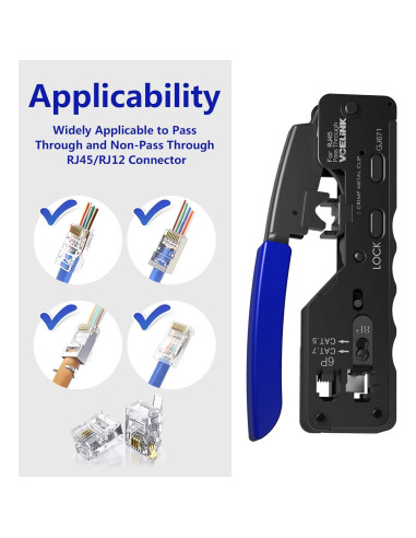 Kit de Crimpado RJ45 VCELINK Cat6/Cat7 con Probador y Pelacables