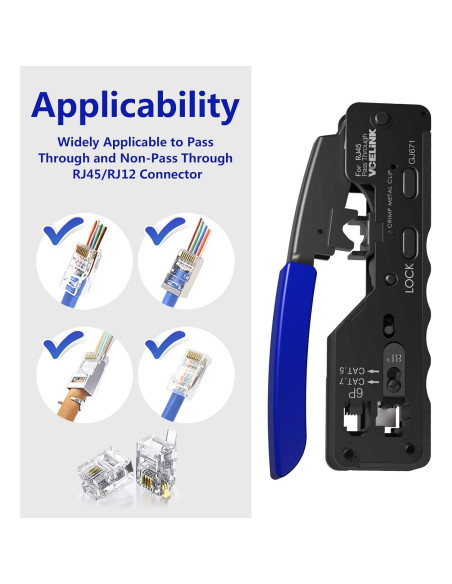Kit de Crimpado RJ45 VCELINK Cat6/Cat7 con Probador y Pelacables