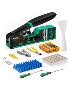 Kit de Crimpado RJ45 ZOERAX 10 en 1 con 50 Conectores Cat6
