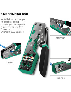 Kit de Crimpado RJ45 ZOERAX 10 en 1 con 50 Conectores Cat6 2
