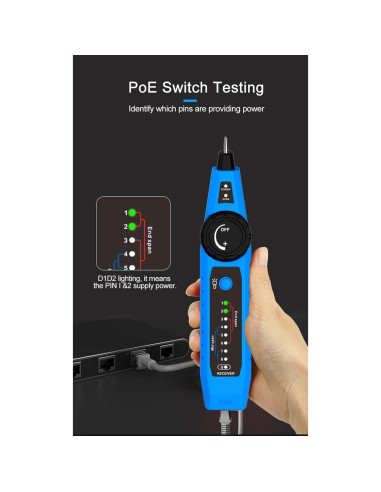 Probador de Cable de Red RockyMars NF-810 RJ11 RJ45 PoE