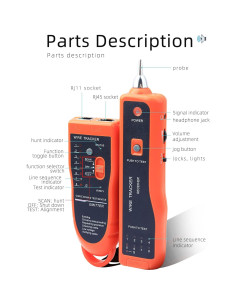 Probador de Cable de Red Cruiser XQ-350 RJ45 RJ11 9V 2