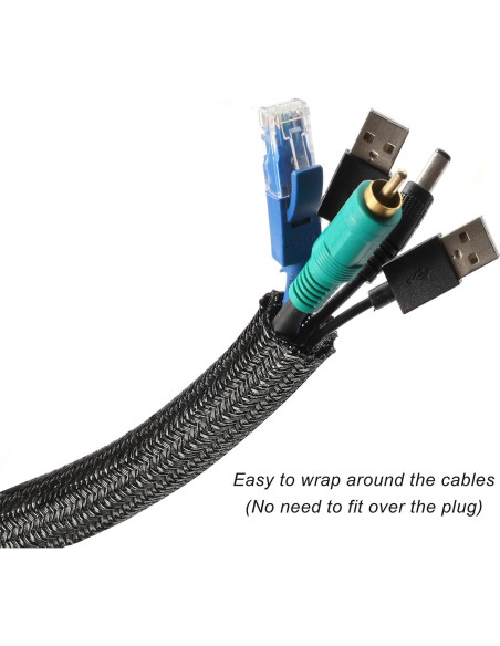 CrocSee Manga de Gestión de Cables 7,62 m Negro