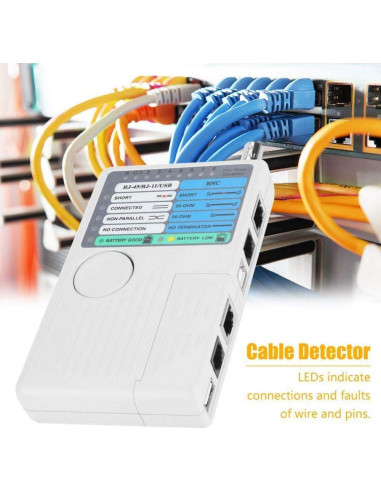 Probador de Cable de Red 4 en 1 iMBAPrice RJ11 RJ45 USB BNC
