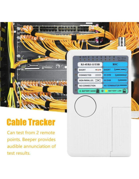 Probador de Cable de Red 4 en 1 iMBAPrice RJ11 RJ45 USB BNC