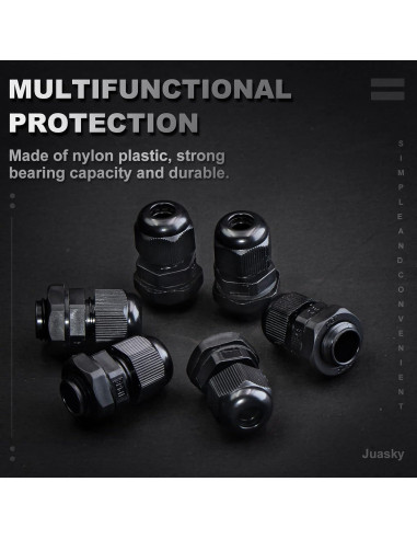 Paquete de 25 Conectores de Cable Ajustables Juasky PG7 Nylon