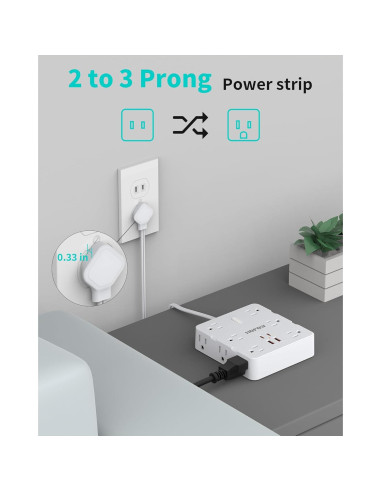 Adaptador de Enchufe 2 a 3 Clavijas ZHONGSHAN 12 AC 4 USB