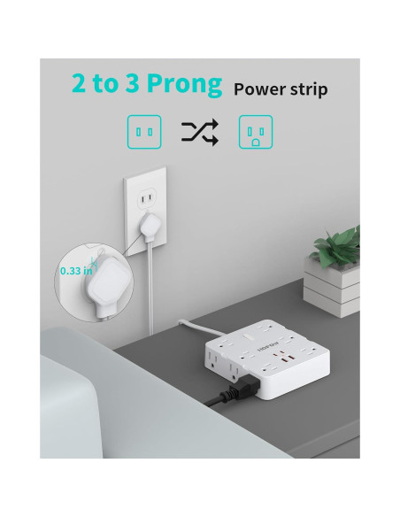 Adaptador de Enchufe 2 a 3 Clavijas ZHONGSHAN 12 AC 4 USB