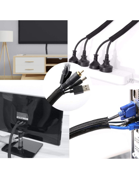 CrocSee Manga de Gestión de Cables 7,62 m Negro