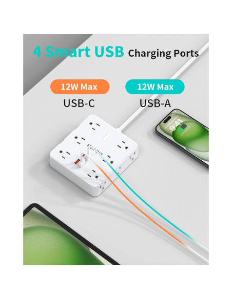 Adaptador de Enchufe 2 a 3 Clavijas ZHONGSHAN 12 AC 4 USB