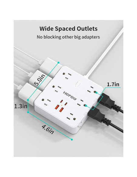 Adaptador de Enchufe 2 a 3 Clavijas ZHONGSHAN 12 AC 4 USB