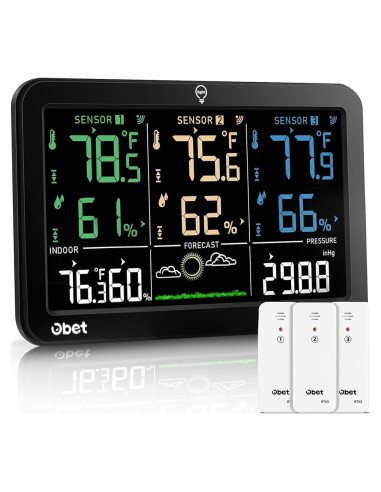 Estación Meteorológica Inalámbrica OBET B66 con 3 Sensores
