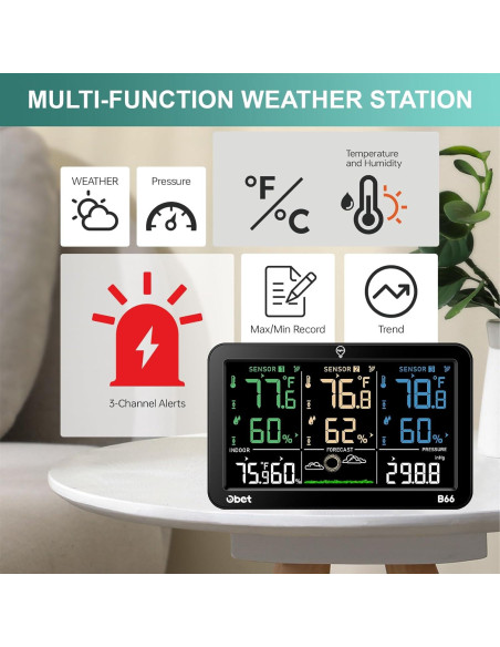 Estación Meteorológica Inalámbrica OBET B66 con 3 Sensores