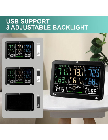 Estación Meteorológica Inalámbrica OBET B66 con 3 Sensores