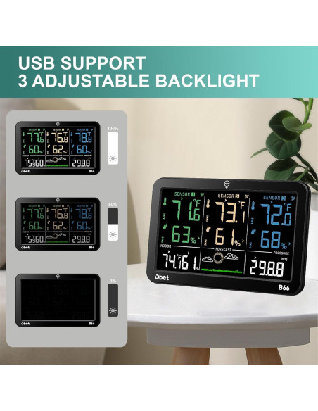Estación Meteorológica Inalámbrica OBET B66 con 3 Sensores