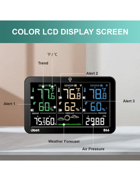 Estación Meteorológica Inalámbrica OBET B66 con 3 Sensores