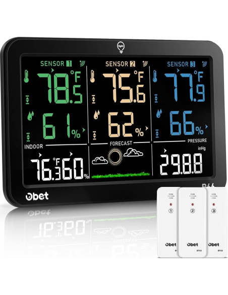Estación Meteorológica Inalámbrica OBET B66 con 3 Sensores