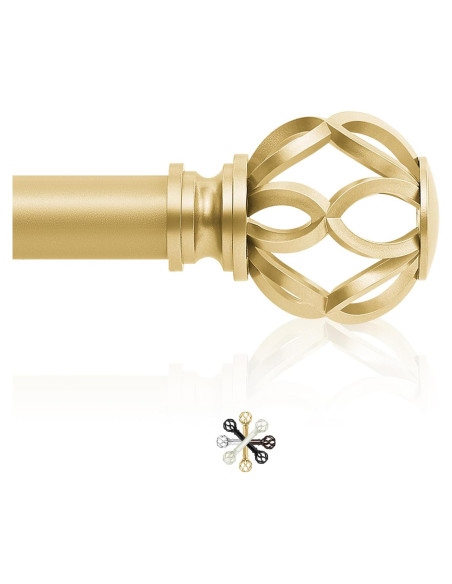 Barras de Cortina Doradas TVWOO Ajustables 45-114 cm con Remates