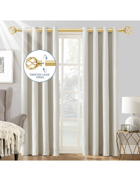 Barras de Cortina Doradas TVWOO Ajustables 45-114 cm con Remates