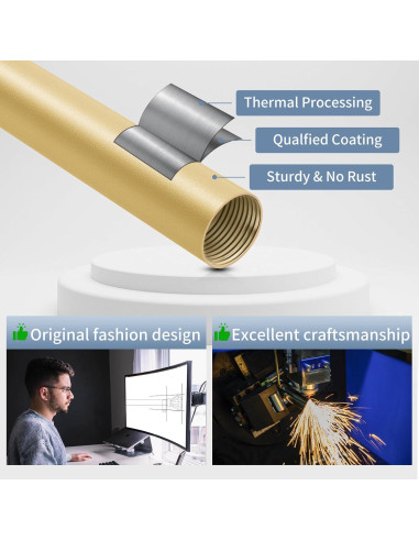 Barras de Cortina Doradas TVWOO Ajustables 45-114 cm con Remates