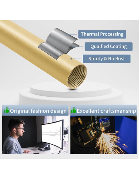 Barras de Cortina Doradas TVWOO Ajustables 45-114 cm con Remates