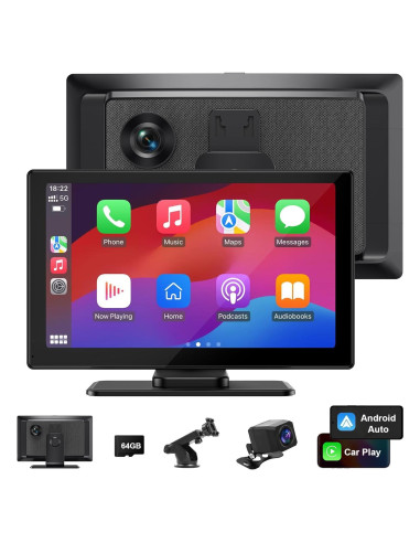 Pantalla Carplay VUDDIG 4K 22,86 cm con Cámara 1080P