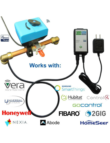 Controlador de Válvula de Agua Inteligente EcoNet EVC200-C - Z-Wave Plus