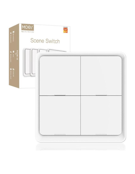 Interruptor de Escena Inteligente Inalámbrico MOES 4 Gang Blanco