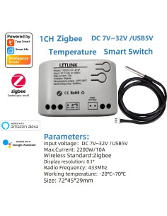 Controlador de Temperatura Zigbee Baolan DC 7-32V con Sonda Extendible 2