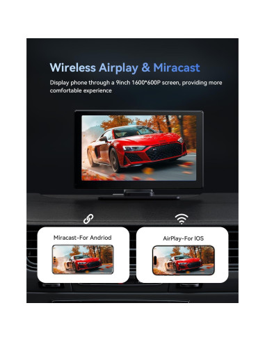 Pantalla Carplay VUDDIG 4K 22,86 cm con Cámara 1080P