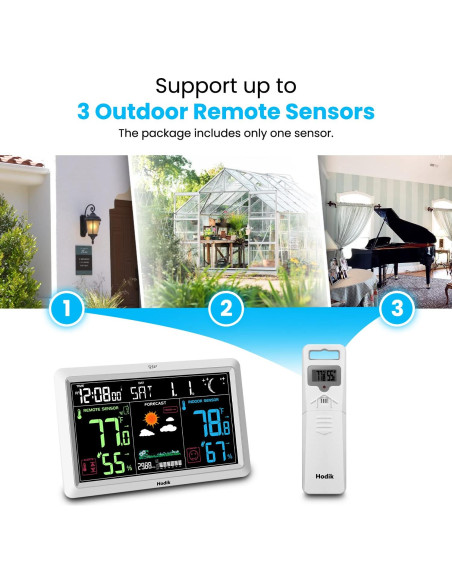 Estación Meteorológica HODIK HK-82-H2 Inalámbrica con Reloj Atómico