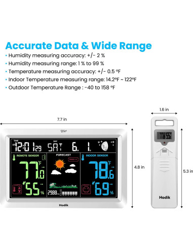 Estación Meteorológica HODIK HK-82-H2 Inalámbrica con Reloj Atómico