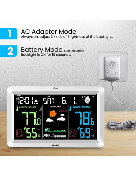 Estación Meteorológica HODIK HK-82-H2 Inalámbrica con Reloj Atómico