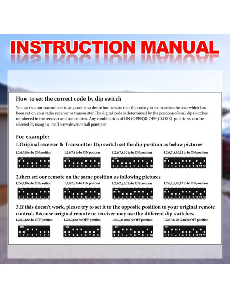 Control Remoto de Puerta de Garaje Kingdder 3 Piezas 300MHz