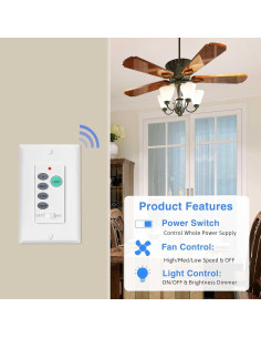 Kit Control Remoto Ventilador Techo Aubric UC9050T-R28 3 Velocidades 2