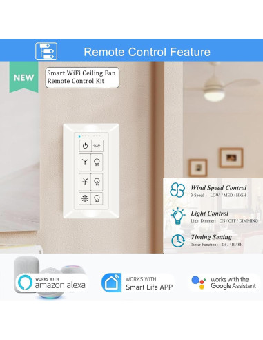 Control Remoto Universal WiFi para Ventiladores de Techo UBORSY