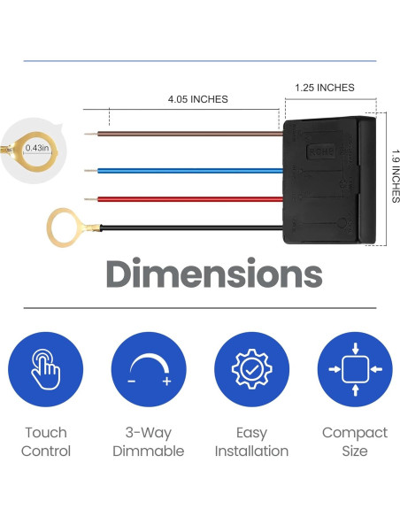 Atenuador Táctil 3 Vías Inara Lighting 100W LED Incandescente