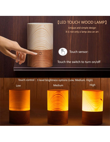 Lámpara LED Portátil de Madera GOODTAC con Sensor Táctil