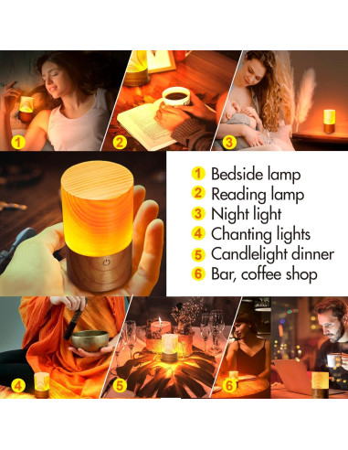 Lámpara LED Portátil de Madera GOODTAC con Sensor Táctil