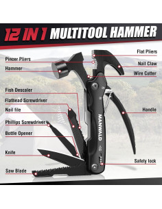 Martillo Multiherramienta MANWALD 12 en 1 Accesorios Camping 2
