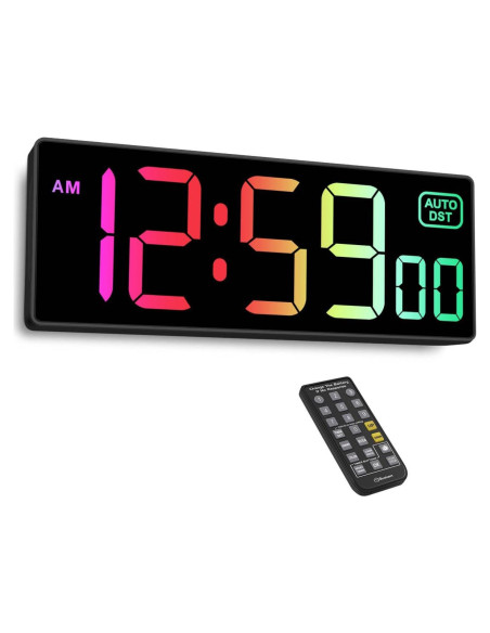 Reloj de Pared Digital Soobest 10.2" RGB con Control Remoto