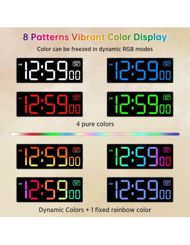 Reloj de Pared Digital Soobest 10.2" RGB con Control Remoto
