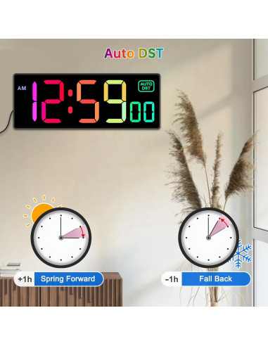 Reloj de Pared Digital Soobest 10.2" RGB con Control Remoto