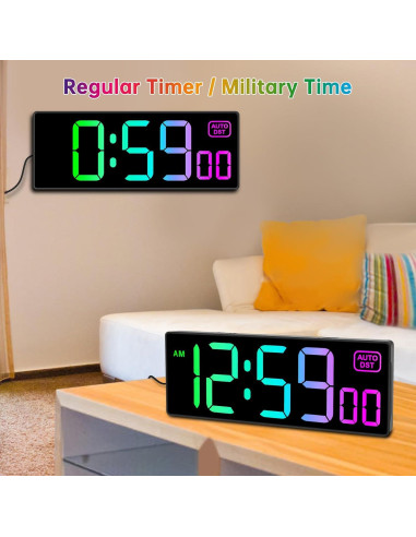 Reloj de Pared Digital Soobest 10.2" RGB con Control Remoto