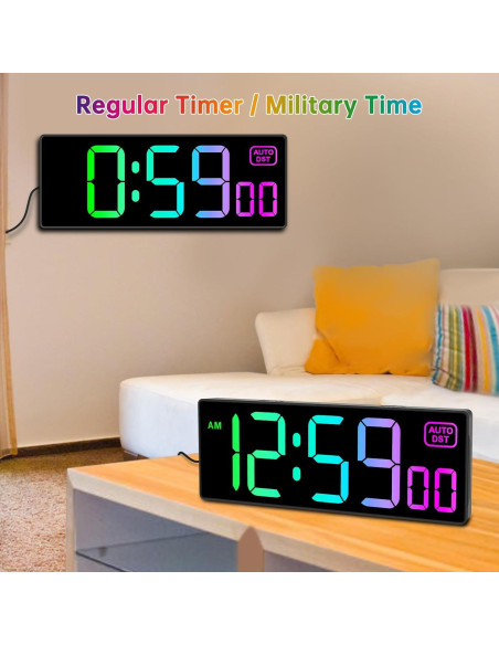 Reloj de Pared Digital Soobest 10.2" RGB con Control Remoto