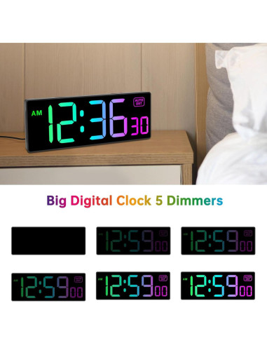 Reloj de Pared Digital Soobest 10.2" RGB con Control Remoto