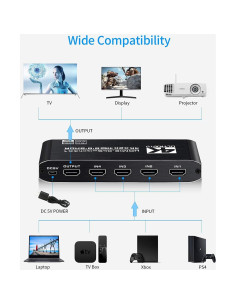 Conmutador HDMI 4K Koopman MOSOY 4 Puertos Control Remoto 2