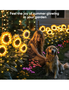 Luces Solares de Girasol NESSTU - Paquete de 3 Flores LED 2