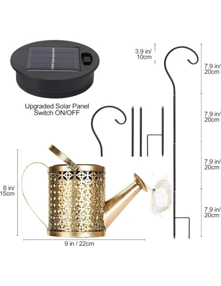 Regadera Solar ZKLiLi con Luces Decorativas para Jardín 104 cm