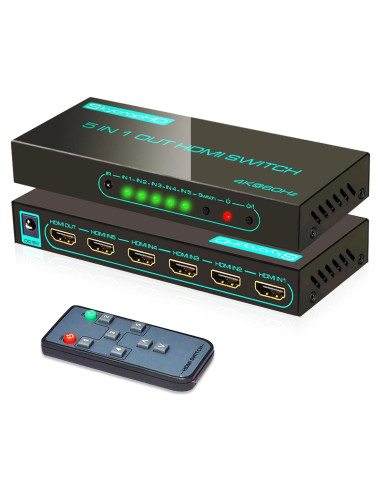 Interruptor HDMI SkycropHD 4K 5 en 1 con Control Remoto